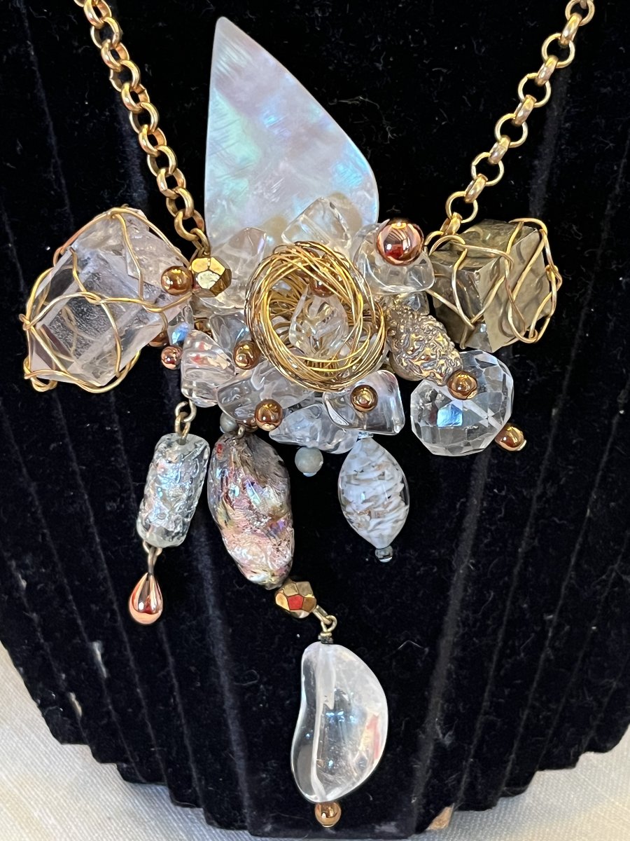 Parure de bijoux LILI MEUNIER Paris. collier et boucles d oreilles clip. Verres de Murano-photo-7