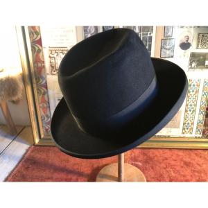 Black Felt Hat Borsalino Style. Size 60/61