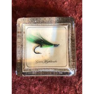 Office Paperweight. Green Highlander, Inclusion Of A Fly Hook. Salmon Files 