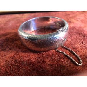 Cracked Silver Cuff Bracelet. 1950s/60s