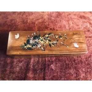 Glove Or Jewelry Box Decorated With Mimosas And Butterflies. Biarritz. Early 20th Century