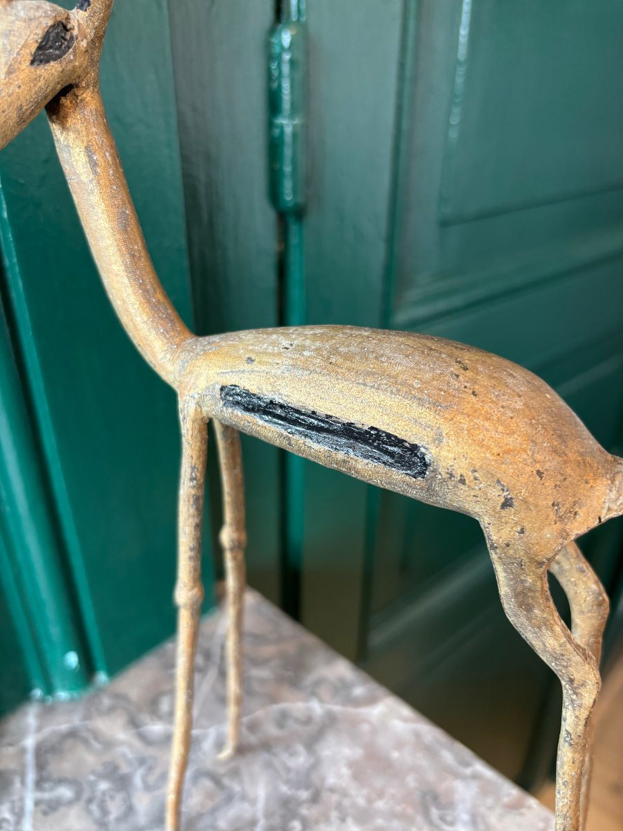 Pair Of Gazelles In Patinated Bronze Circa 1960-photo-4