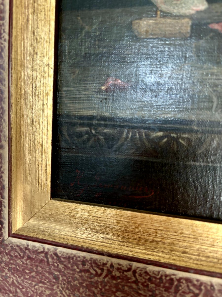 Nature Morte, Huile sur toile Signée-photo-3