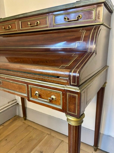 Bureau cylindre à système en Acajou, Style Louis XVI-photo-5
