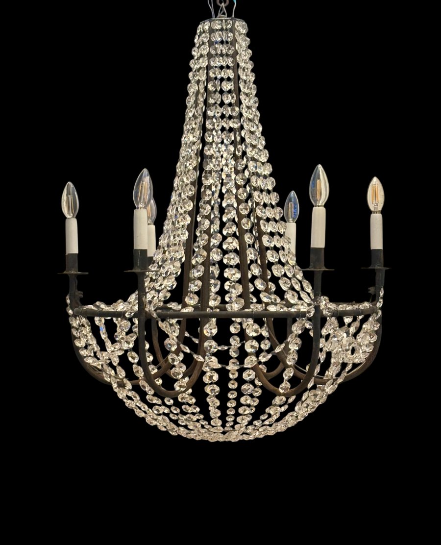 Large Pair Of Crystal Chandeliers-photo-2