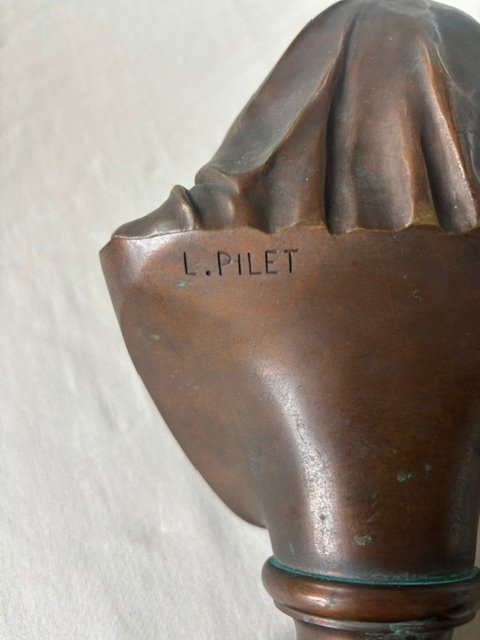 Buste en Bronze signé L.PILET-photo-4