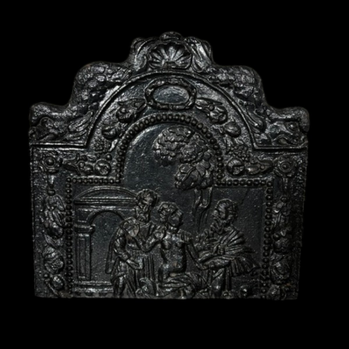 Antique Cast Iron Fireplace Backplate