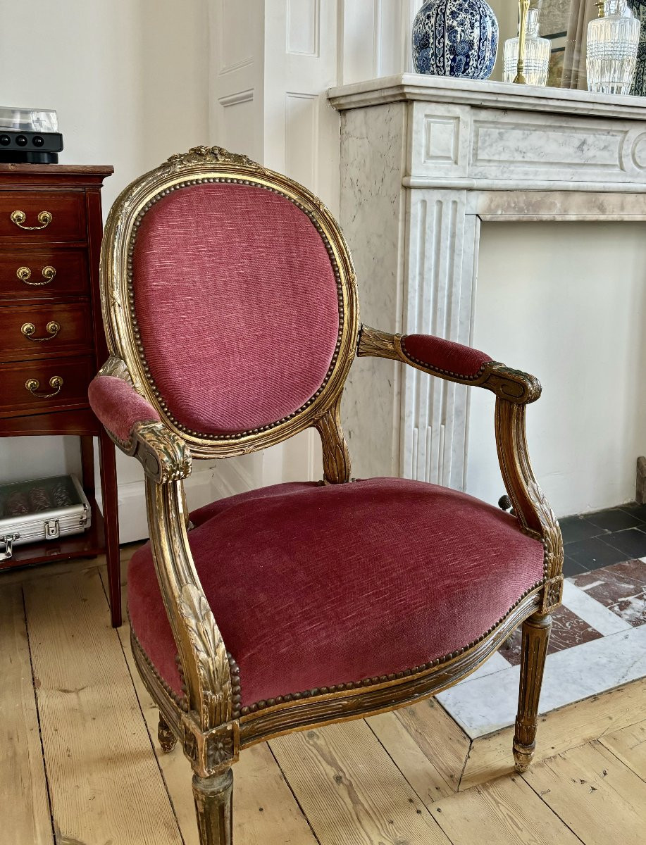 Paire de Fauteuils Médaillon Louis XVI-photo-1