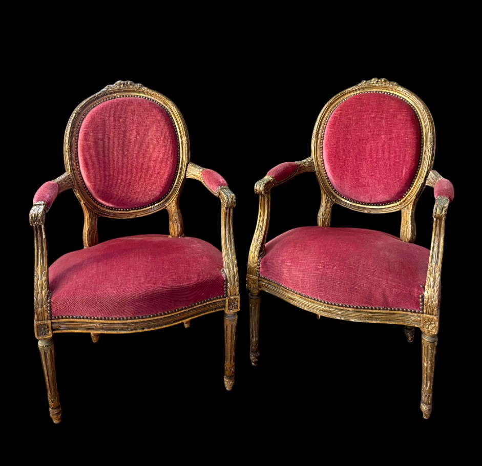 Paire de Fauteuils Médaillon Louis XVI