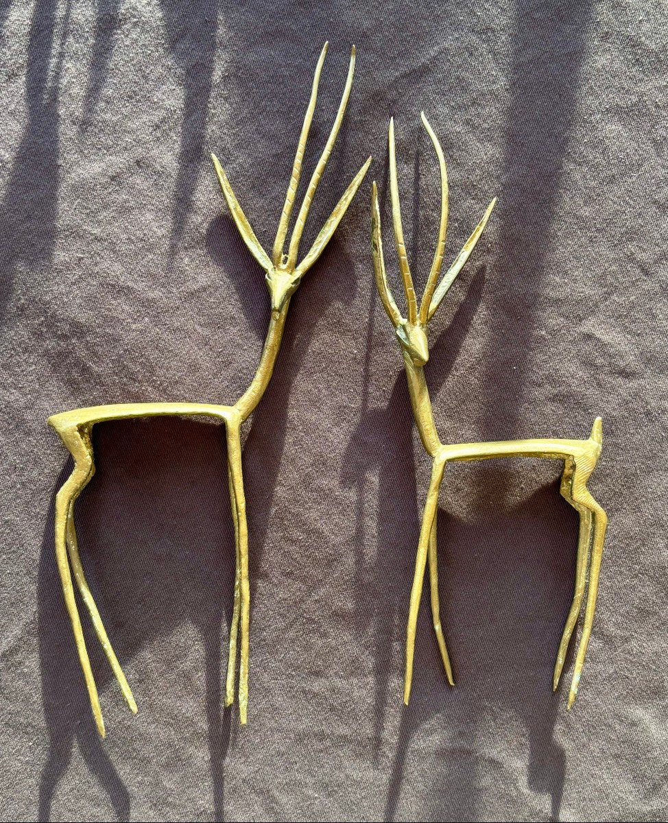 Pair Of Bronze Antelopes-photo-2
