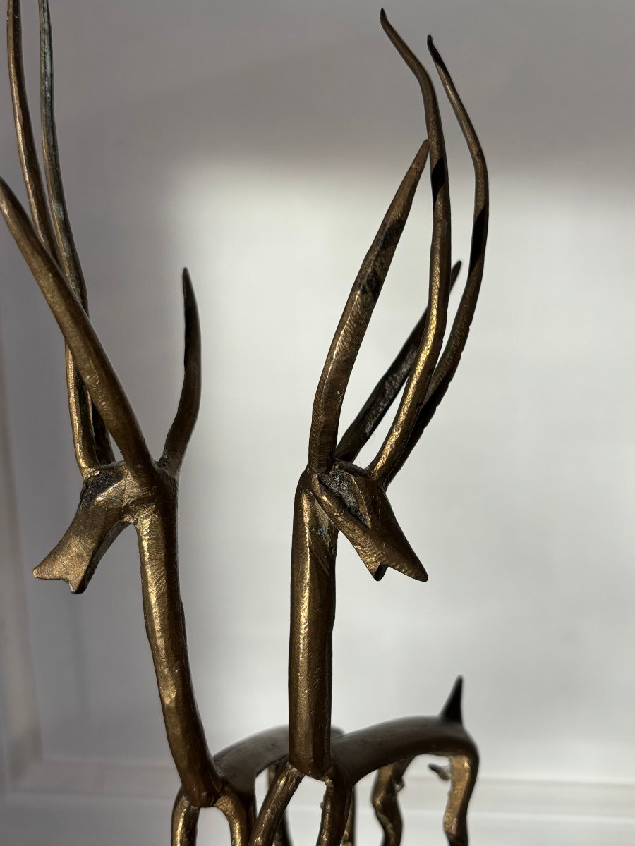 Pair Of Bronze Antelopes-photo-3