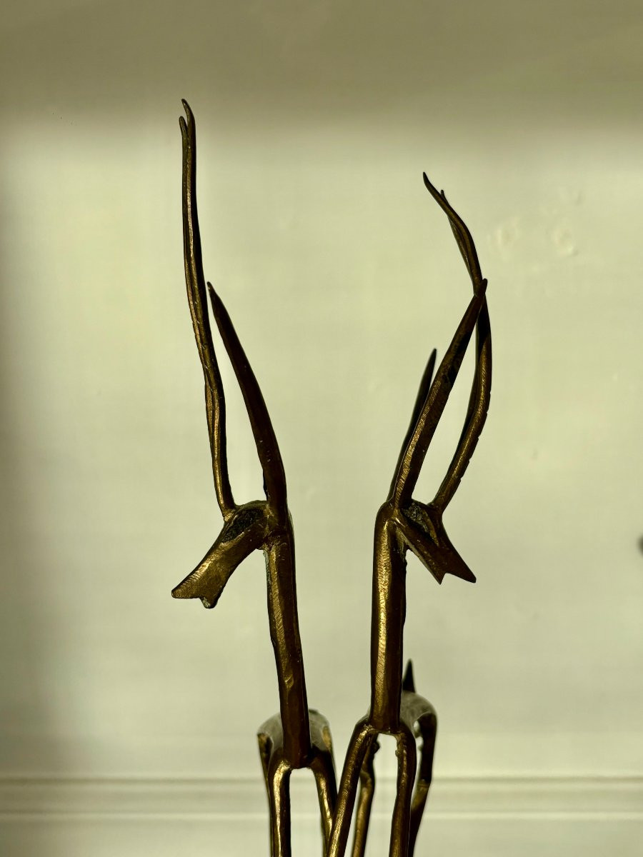Pair Of Bronze Antelopes-photo-2