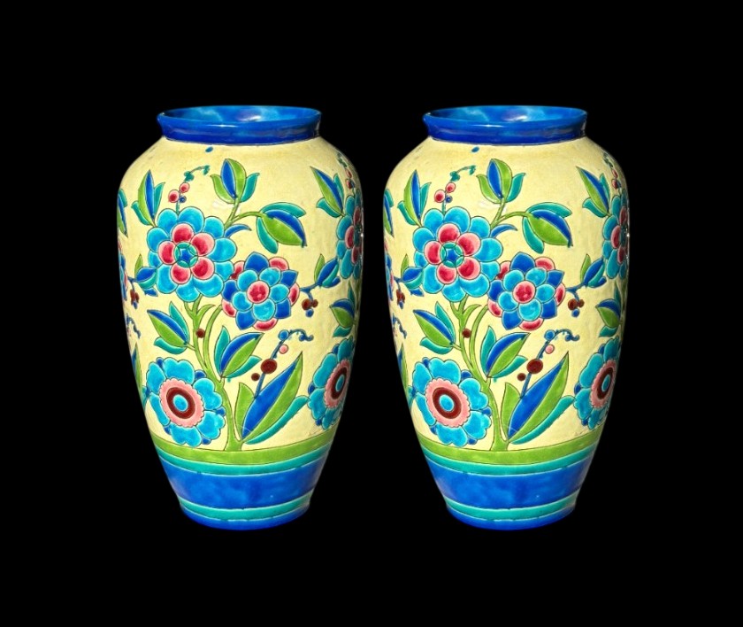 Pair Of Keramis Vases - Art Deco