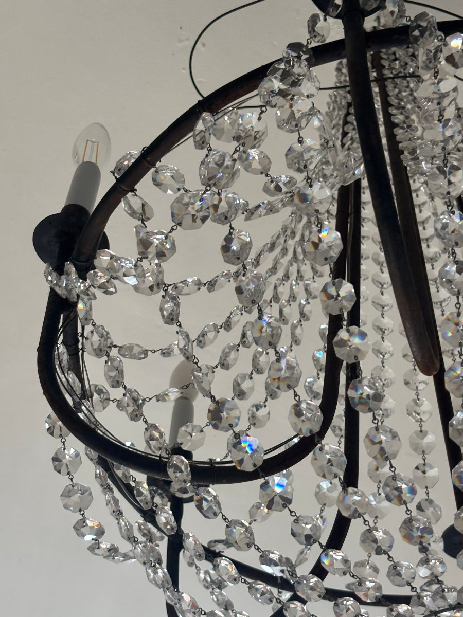 Large Pair Of Crystal Pendant Chandeliers-photo-2