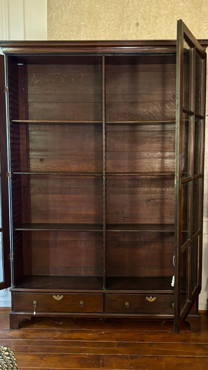 Pair Of George III Mahogany Bookcases / Display Cabinets-photo-2