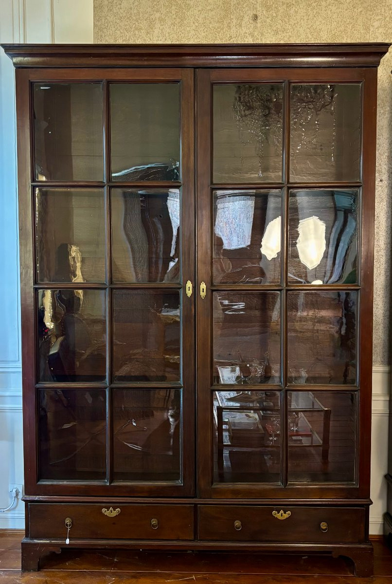 Pair Of George III Mahogany Bookcases / Display Cabinets-photo-2