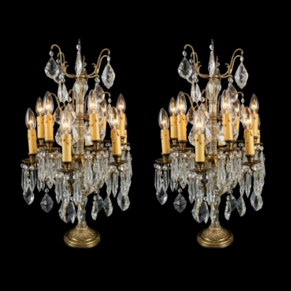 Pair Of 12-light Chandeliers.