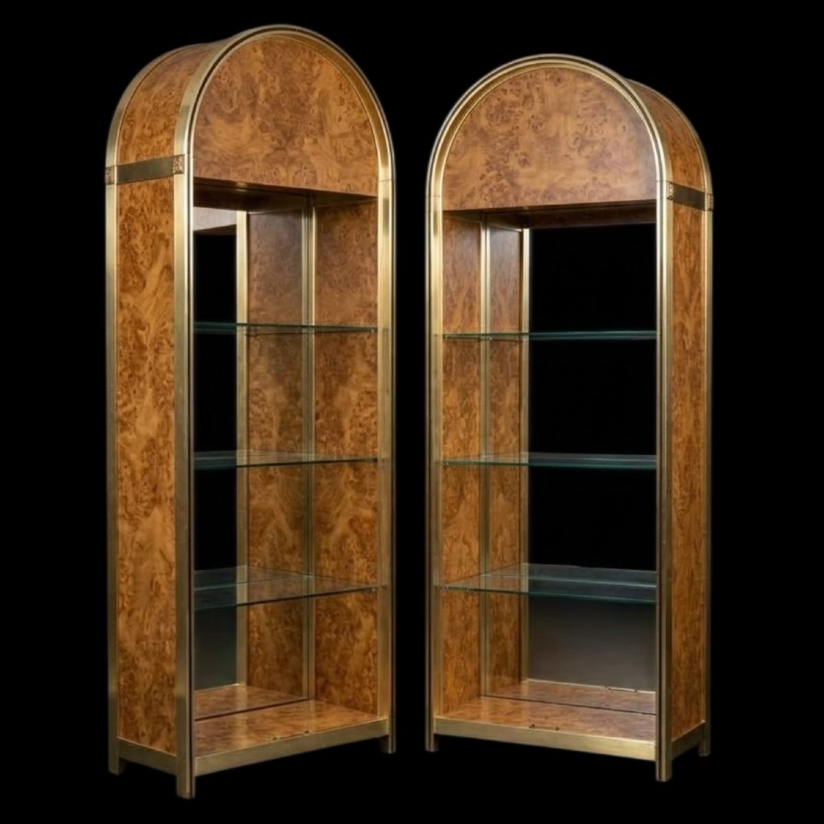 Paire de bibliothèques/Vitrines des années 70 - Loupe d'orme 
