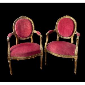 Pair Of Louis XVI Medallion Armchairs