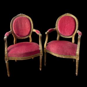 Pair Of Louis XVI Medallion Armchairs