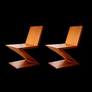 Paire de Chaises "ZIG ZAG" modèle original des années 1970