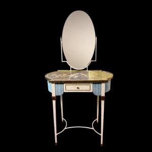 Coiffeuse originale - plateau au motif Toile de Jouy