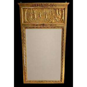 A Gilded Louis XVI-style Trumeau With Unusual Decorations.