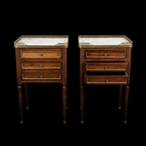 Pair Of Louis XVI-style Mahogany Nightstands
