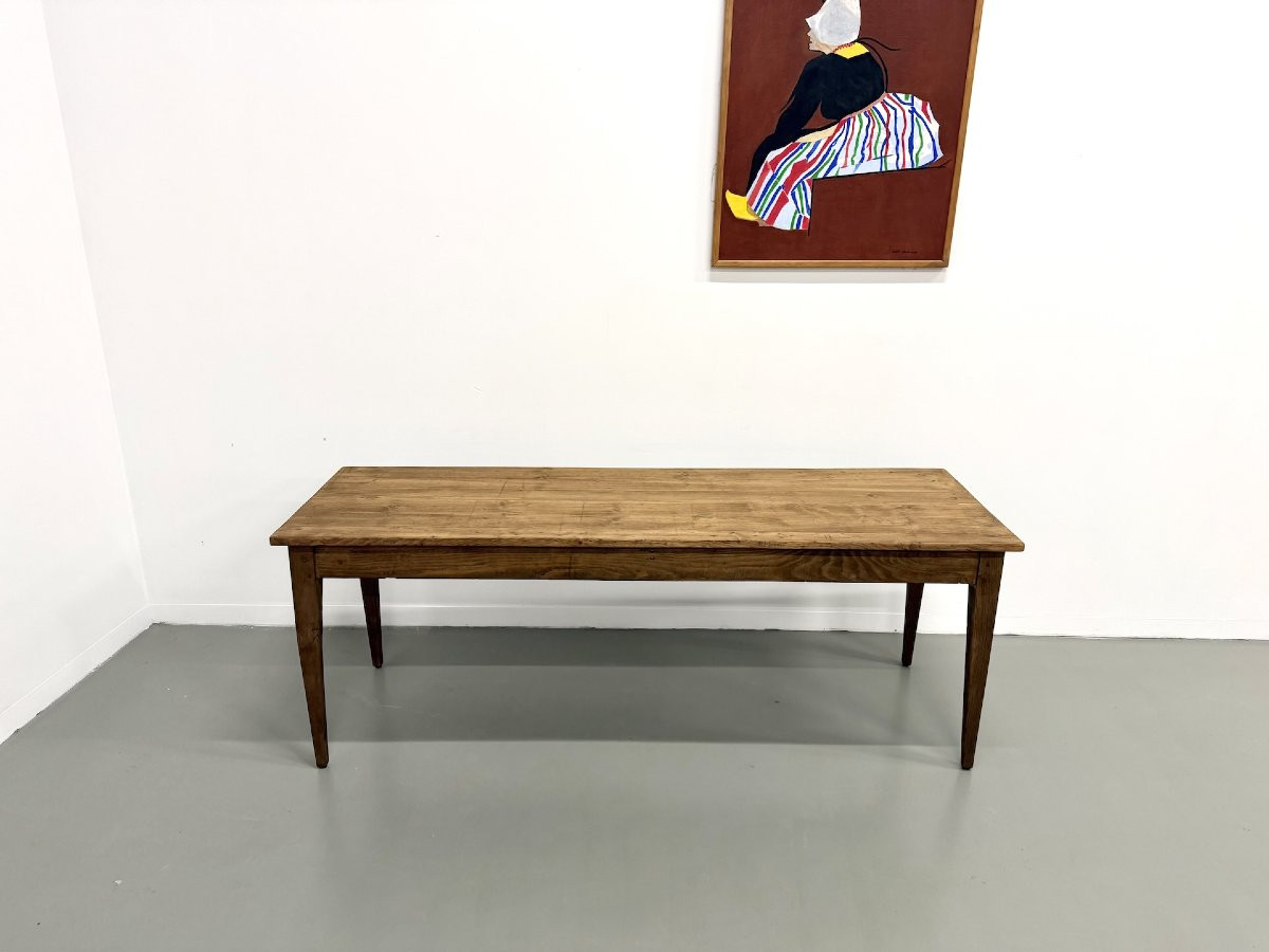 Table de ferme aux pieds fuseaux, années 50-photo-2