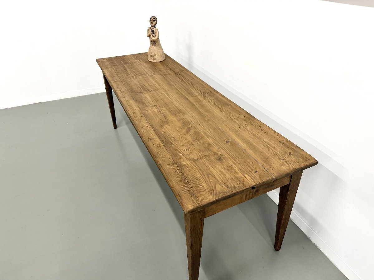 Table de ferme aux pieds fuseaux, années 50-photo-5