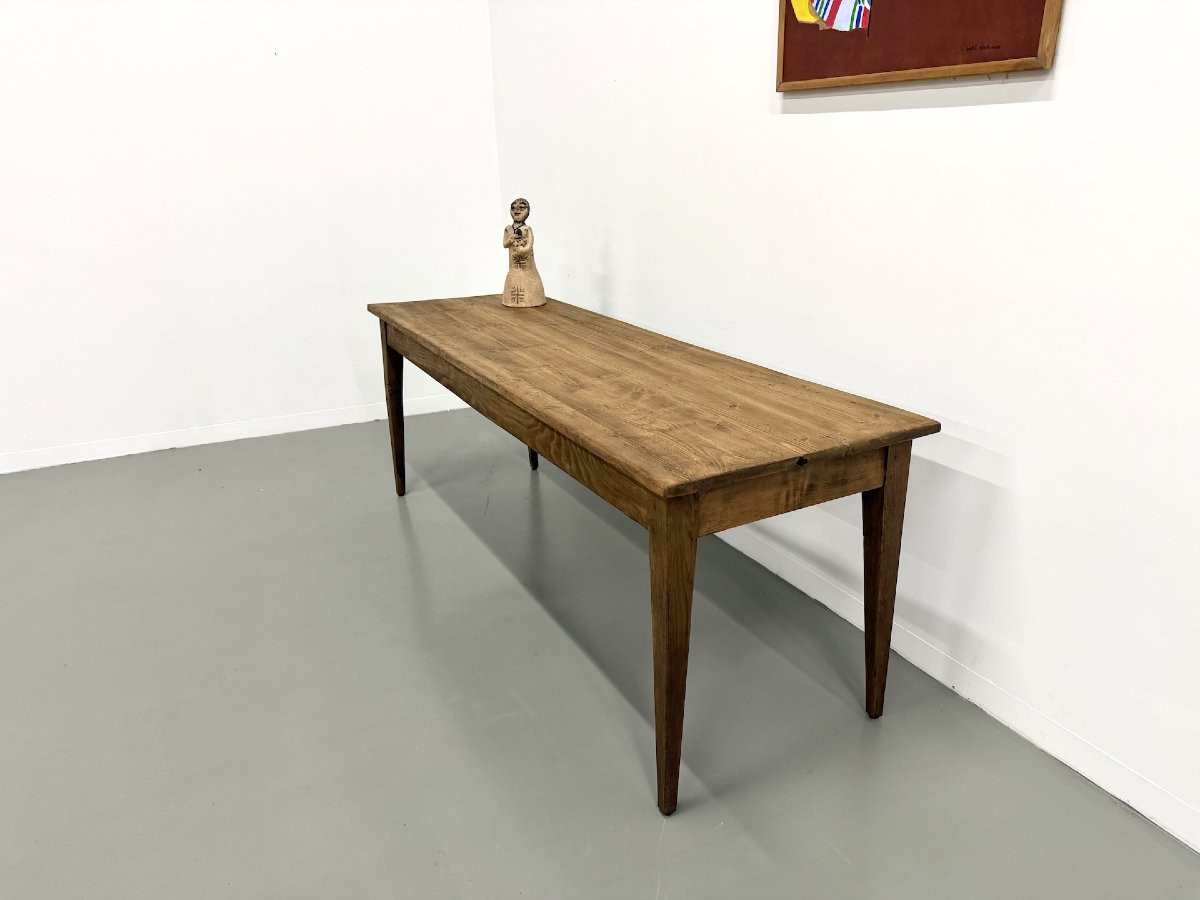 Table de ferme aux pieds fuseaux, années 50-photo-6