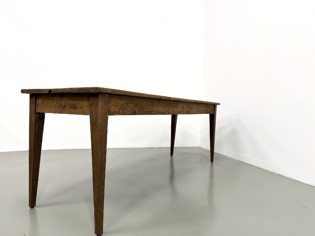 Table de ferme aux pieds fuseaux, années 50-photo-8