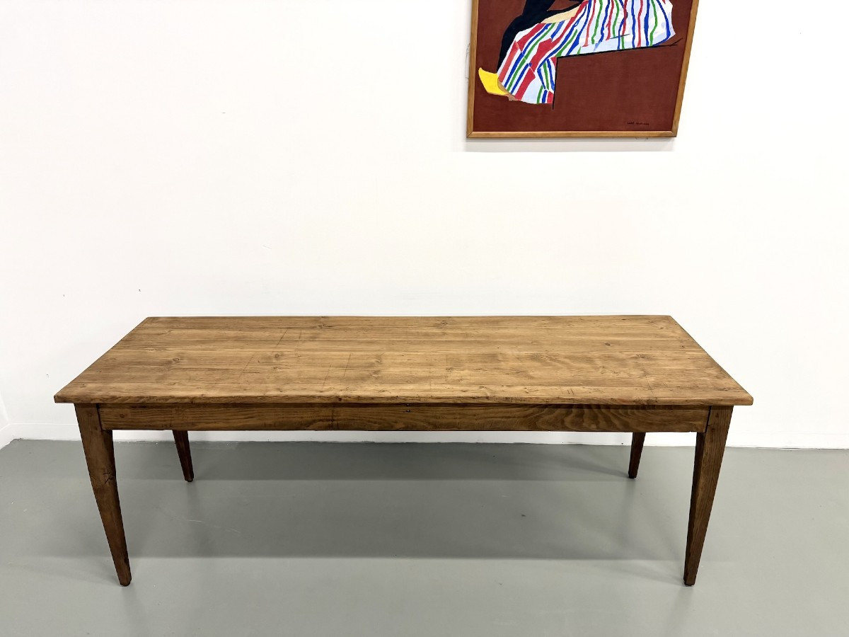 Table de ferme aux pieds fuseaux, années 50