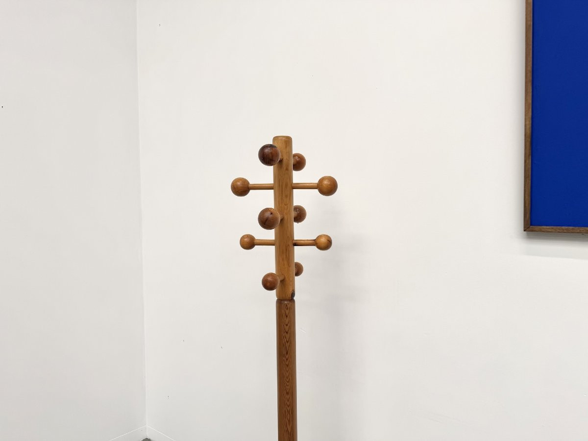Freestanding Coat Rack In Solid Pine, Les Arcs, 1970s-photo-1