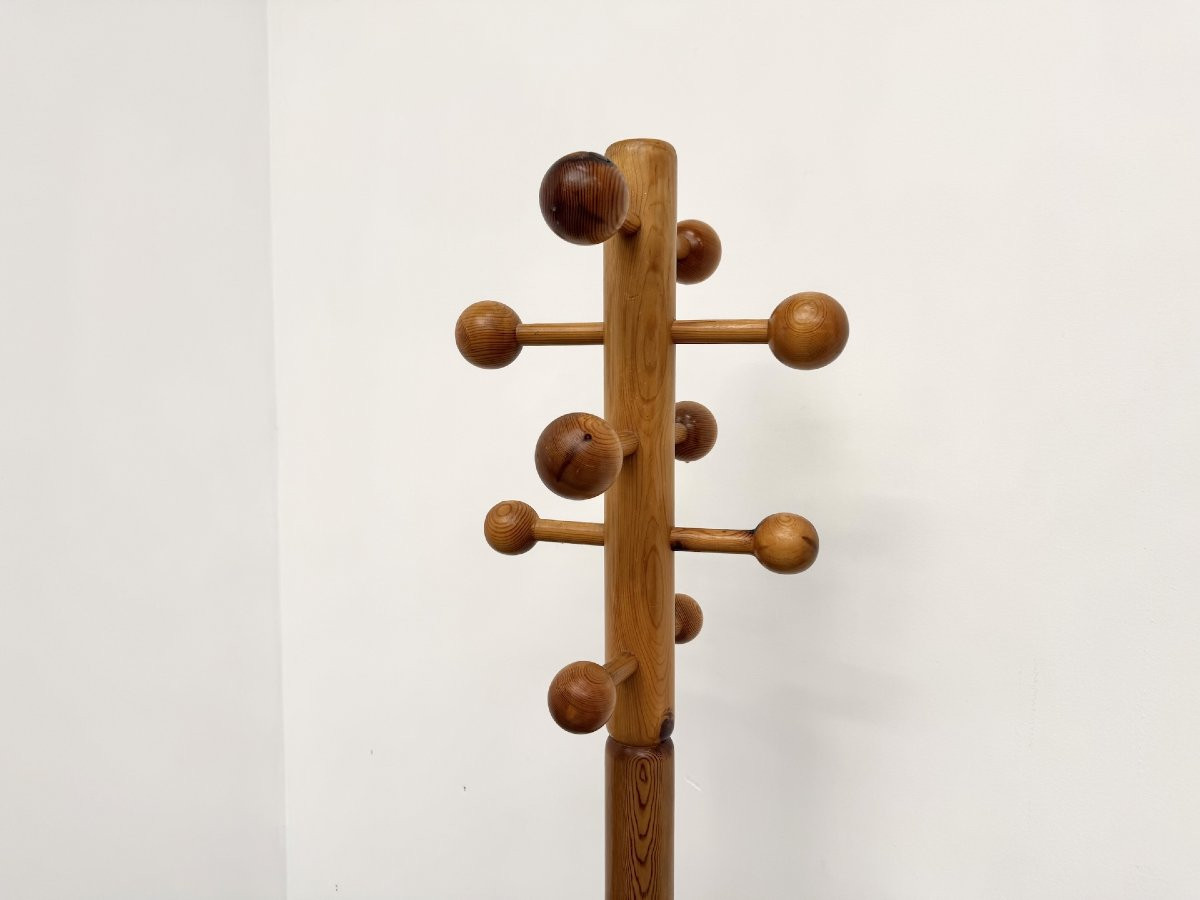 Freestanding Coat Rack In Solid Pine, Les Arcs, 1970s-photo-2