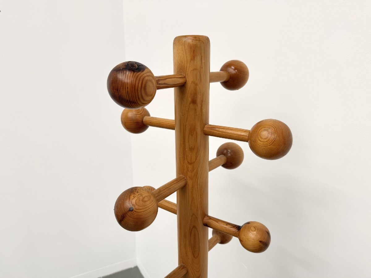 Freestanding Coat Rack In Solid Pine, Les Arcs, 1970s-photo-3