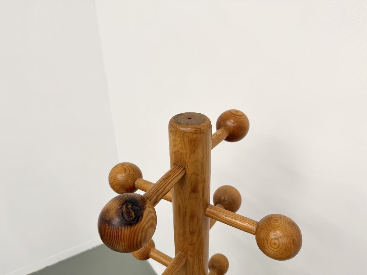 Freestanding Coat Rack In Solid Pine, Les Arcs, 1970s-photo-4
