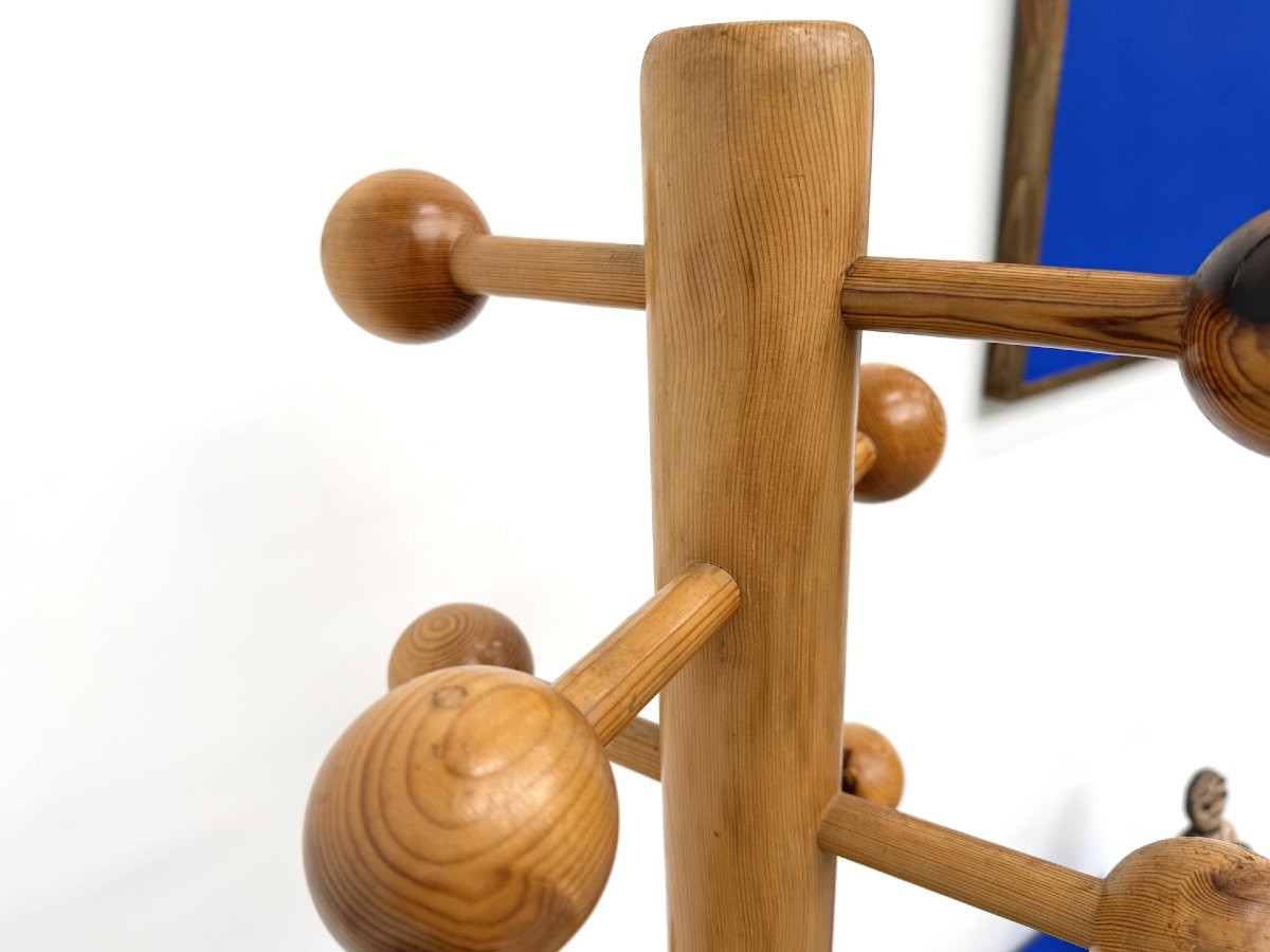 Freestanding Coat Rack In Solid Pine, Les Arcs, 1970s-photo-8