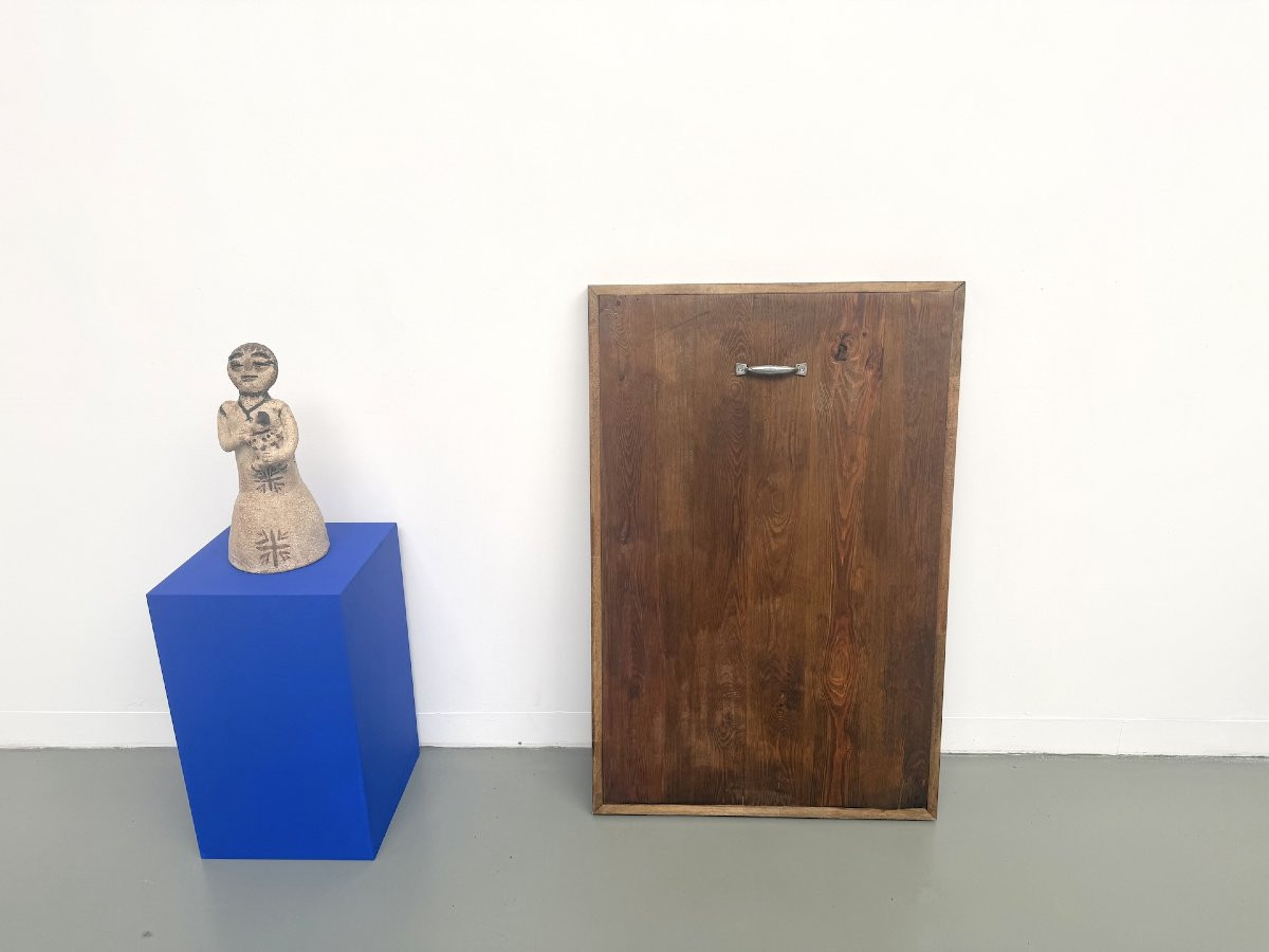 Monochrome Ultramarine Blue Painting, Acrylic On Solid Wood, Pine Frame, 1990s-photo-6