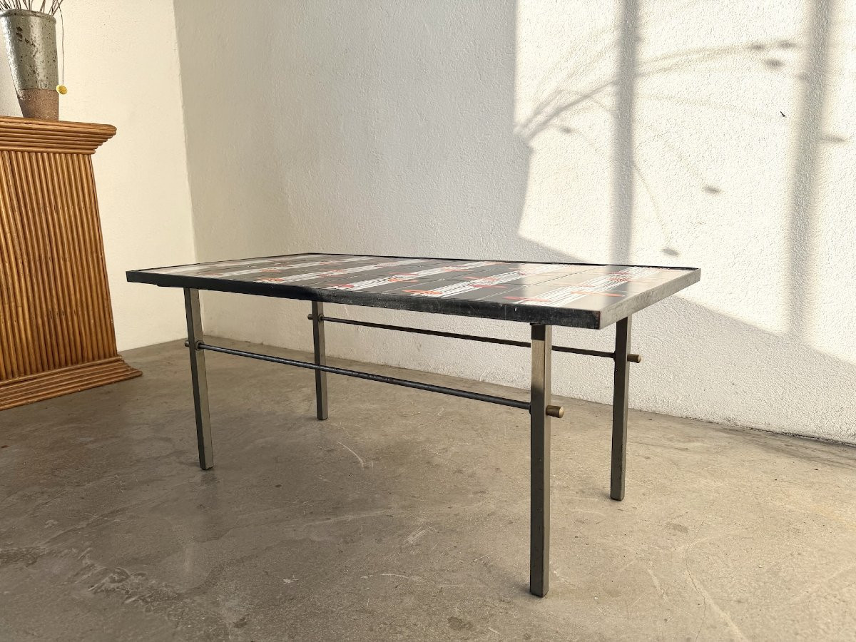 Glazed Ceramic Coffee Table, Robert & Jean Cloutier Zg2, 1970s-photo-2