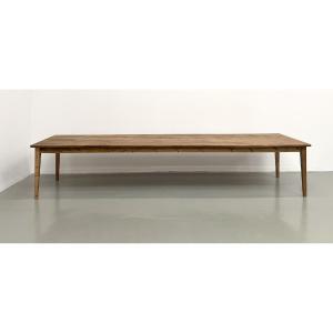 Large XXl Farmhouse Table, 4 Meters, In Solid Chestnut Wood