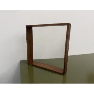 Miroir moderniste carré en bois — Style scandinave, Années 70