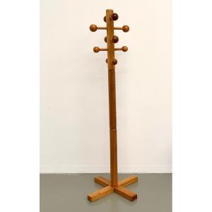 Freestanding Coat Rack In Solid Pine, Les Arcs, 1970s