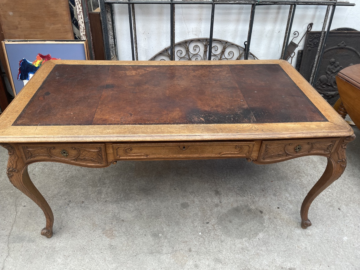Bureau Plat En Chêne De Style Louis XV-photo-3