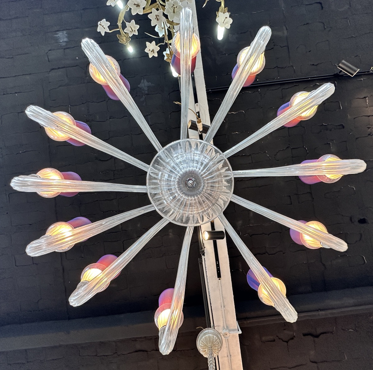 Large Italian Murano Glass Chandelier With 12 Arms -photo-4