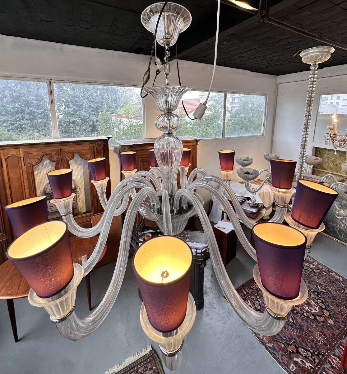 Large Italian Murano Glass Chandelier With 12 Arms -photo-1