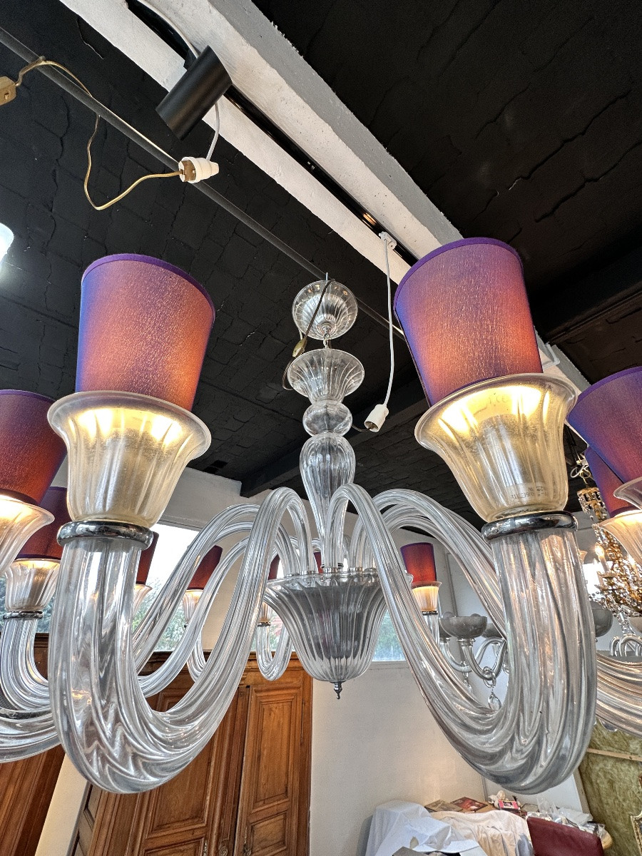 Large Italian Murano Glass Chandelier With 12 Arms -photo-2