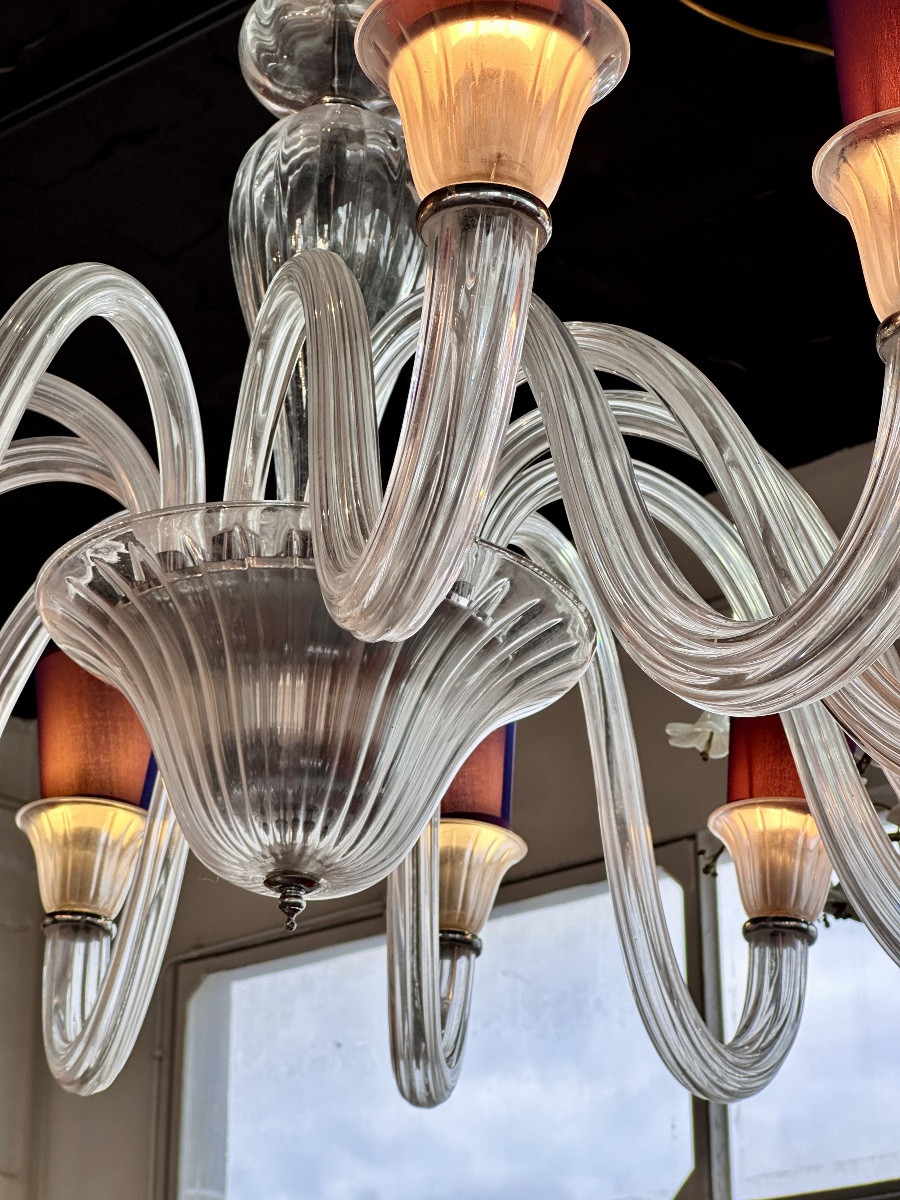Large Italian Murano Glass Chandelier With 12 Arms -photo-4