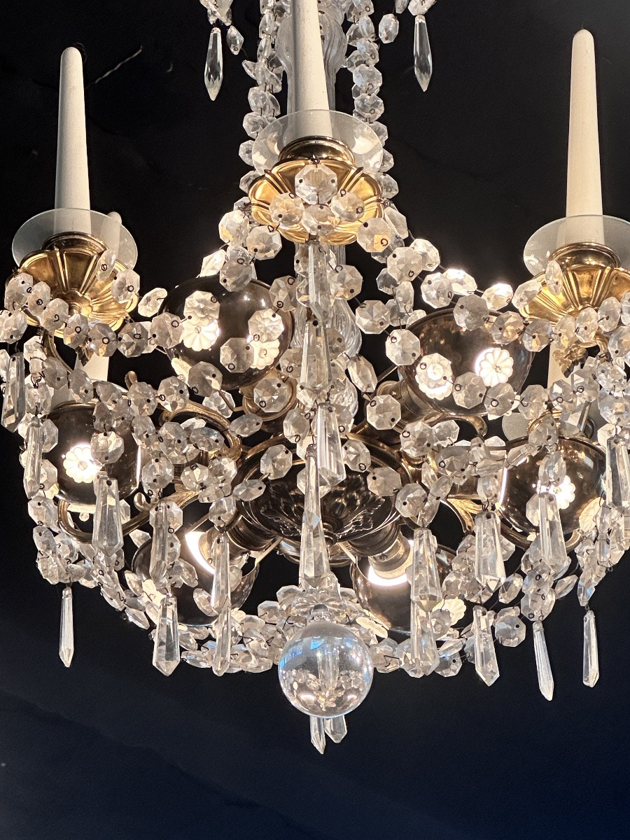 Lustre en cristal et bronze dorée - Style Louis XVI-photo-2