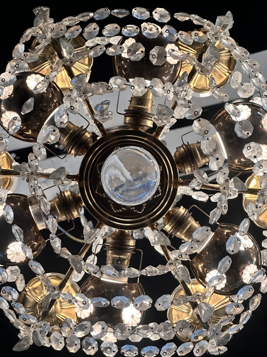 Lustre en cristal et bronze dorée - Style Louis XVI-photo-4